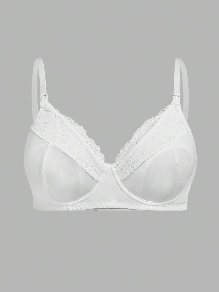 Plus Size Lace Nursing Bra - Hook Closure Underwire Lift Support, Breastfeeding Lingerie