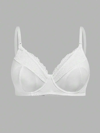 Plus Size Lace Nursing Bra - Hook Closure Underwire Lift Support, Breastfeeding Lingerie