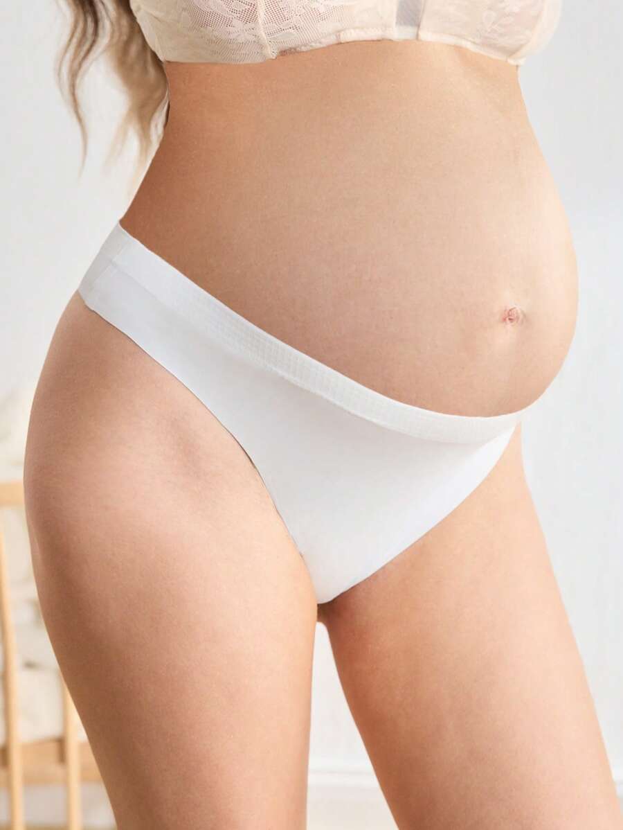 Maternity Briefs 2 Pack - Stretchy Solid Color Soft Everyday Wear Pregnancy Underwear