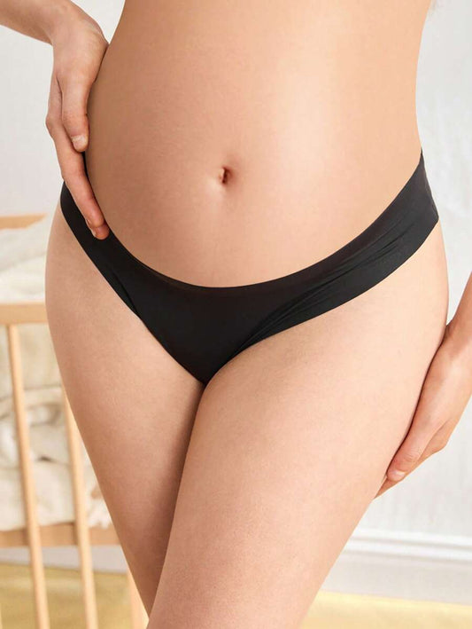 Maternity Briefs 2 Pack - Stretchy Solid Color Soft Everyday Wear Pregnancy Underwear