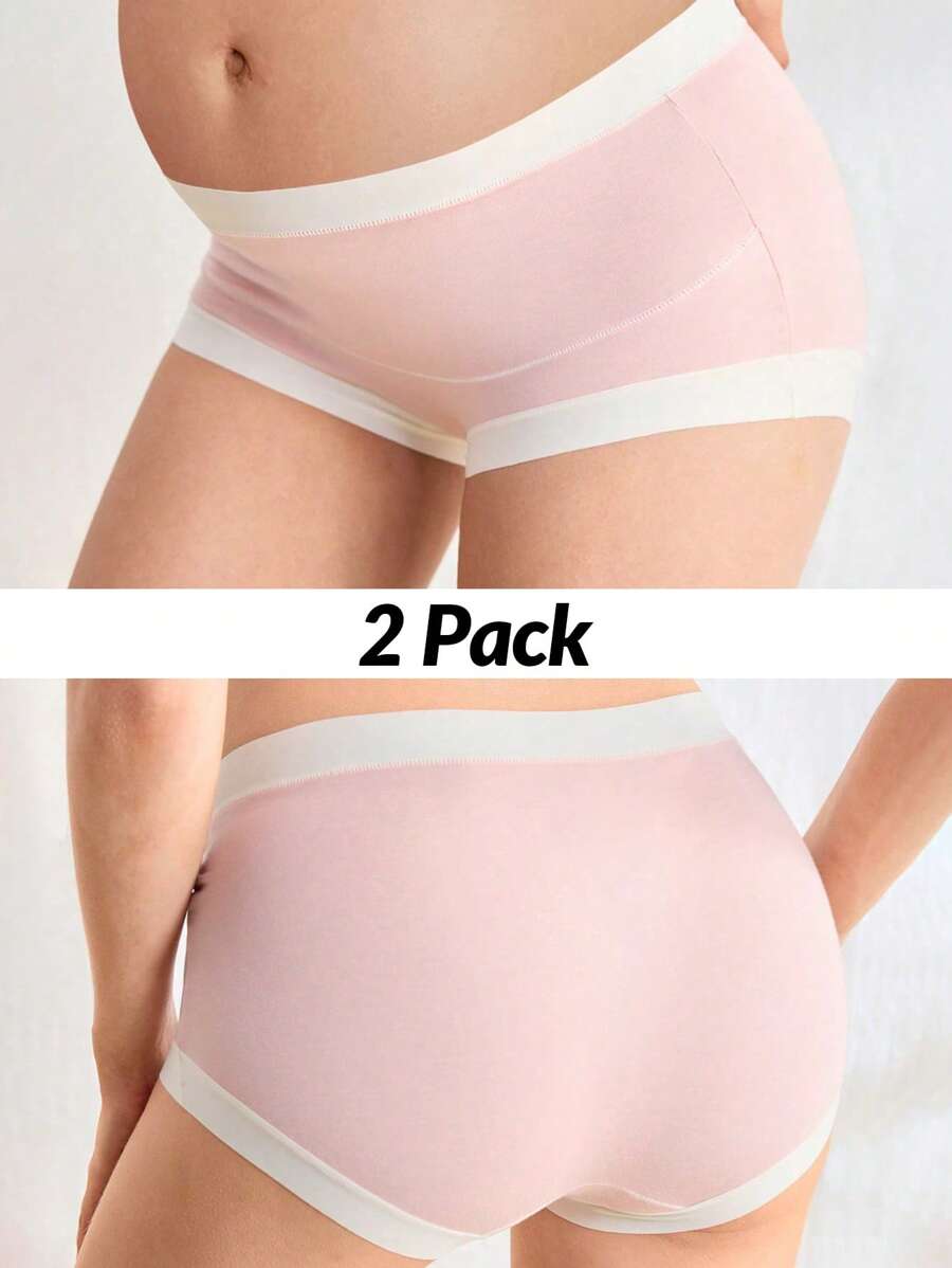 Maternity Underwear 2 Pack - High Waist Soft Hipster Briefs Over Bump Comfortable, Pregnancy