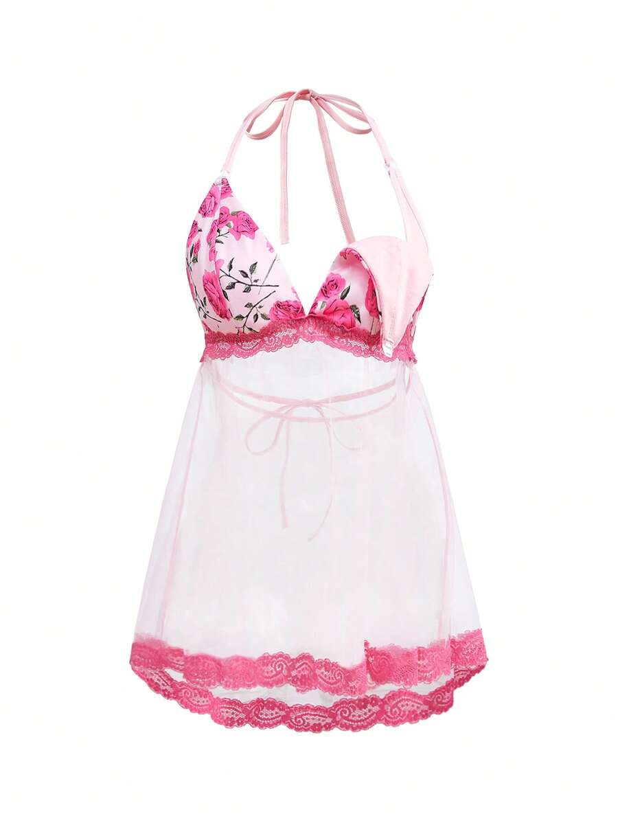 Romantic Floral Sheer Lace Maternity Nursing Camisole - Pink Rose Pregnancy Breastfeeding Top