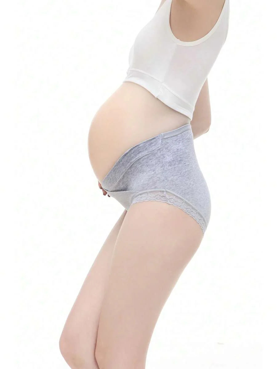 Maternity Underwear 4 Pack - Low Waist U-Shaped Belly Support Seamless Pure Cotton, Pregnancy