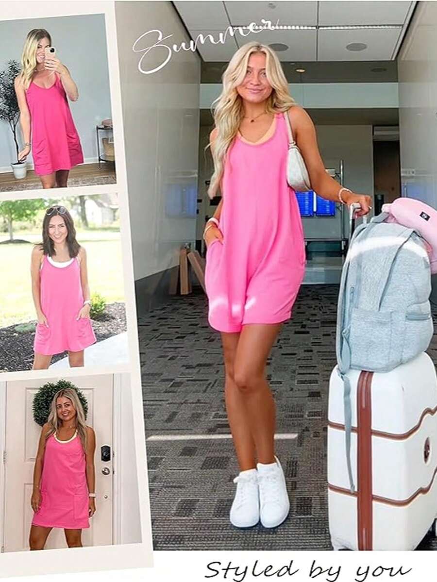 Maternity Dress Women's Workout Dress - Fitness Casual Mini Dress With Built-In Shorts, Sleeveless Style And Spaghetti Straps For Golf And Athletic Activities Maternity Clothes Khaki Dress,Fall Summer Short Dress,Fall Women Outfits,Office Wear,Work Women