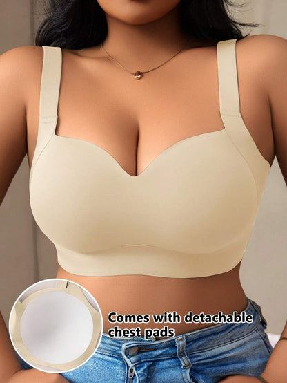 Women's Plus Size Seamless Padded Wireless Bra - Gray Lift & Support Bralette