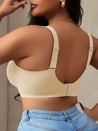 Women's Plus Size Seamless Padded Wireless Bra - Gray Lift & Support Bralette