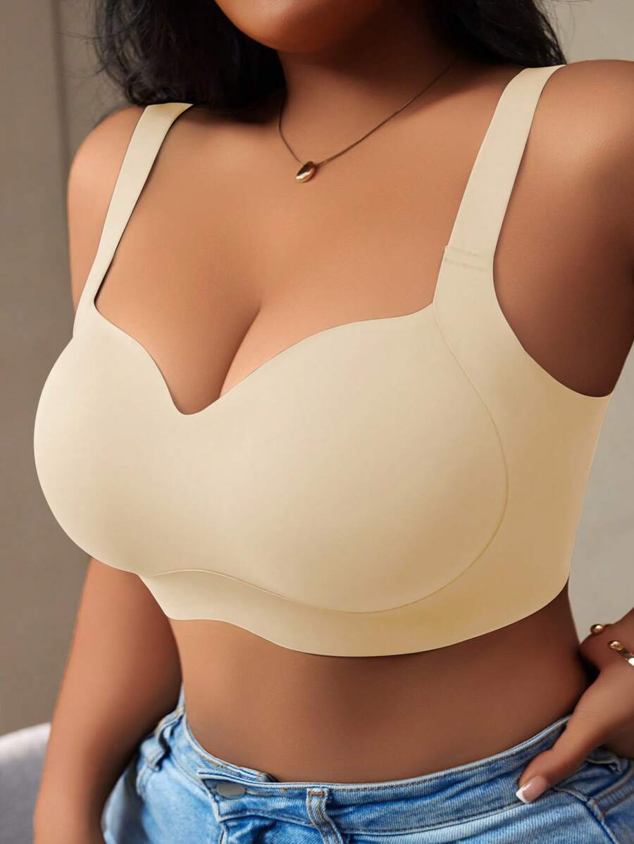 Women's Plus Size Seamless Padded Wireless Bra - Gray Lift & Support Bralette