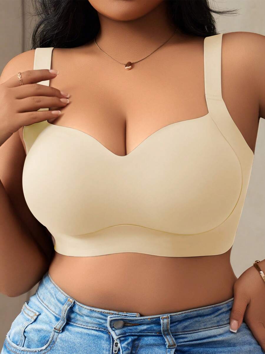 Women's Plus Size Seamless Padded Wireless Bra - Gray Lift & Support Bralette