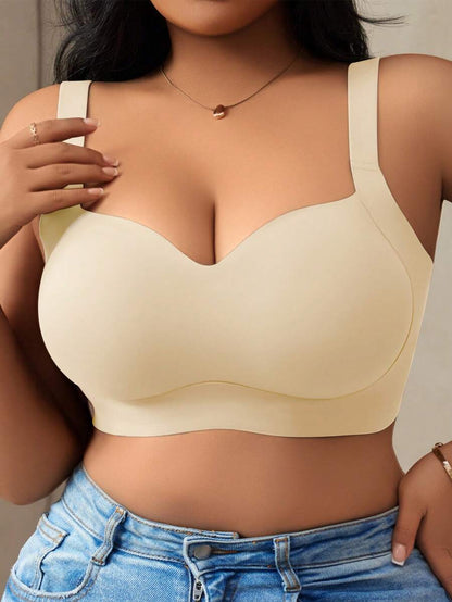 Women's Plus Size Seamless Padded Wireless Bra - Gray Lift & Support Bralette