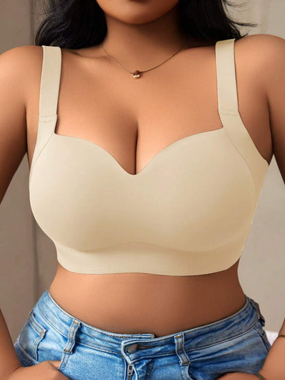 Women's Plus Size Seamless Padded Wireless Bra - Gray Lift & Support Bralette