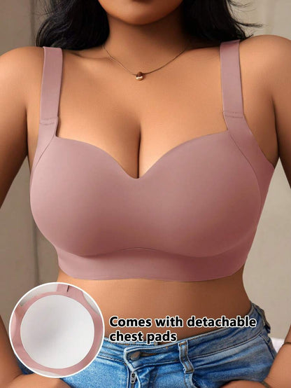Women's Plus Size Seamless Padded Wireless Bra - Gray Lift & Support Bralette