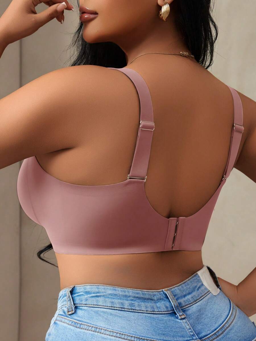 Women's Plus Size Seamless Padded Wireless Bra - Gray Lift & Support Bralette