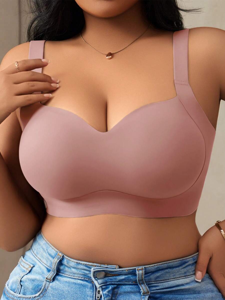 Women's Plus Size Seamless Padded Wireless Bra - Gray Lift & Support Bralette