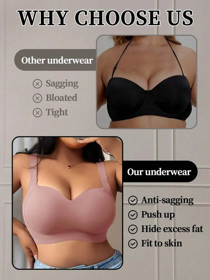Women's Plus Size Seamless Padded Wireless Bra - Gray Lift & Support Bralette