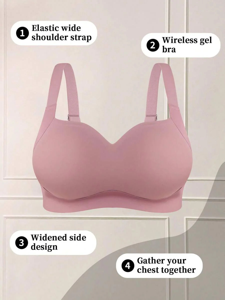 Women's Plus Size Seamless Padded Wireless Bra - Gray Lift & Support Bralette
