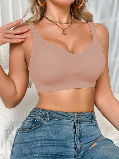 Maternity Solid Color Adjustable Strap Nursing Bra Women Comfortable Wireless Breastfeeding Support Bra