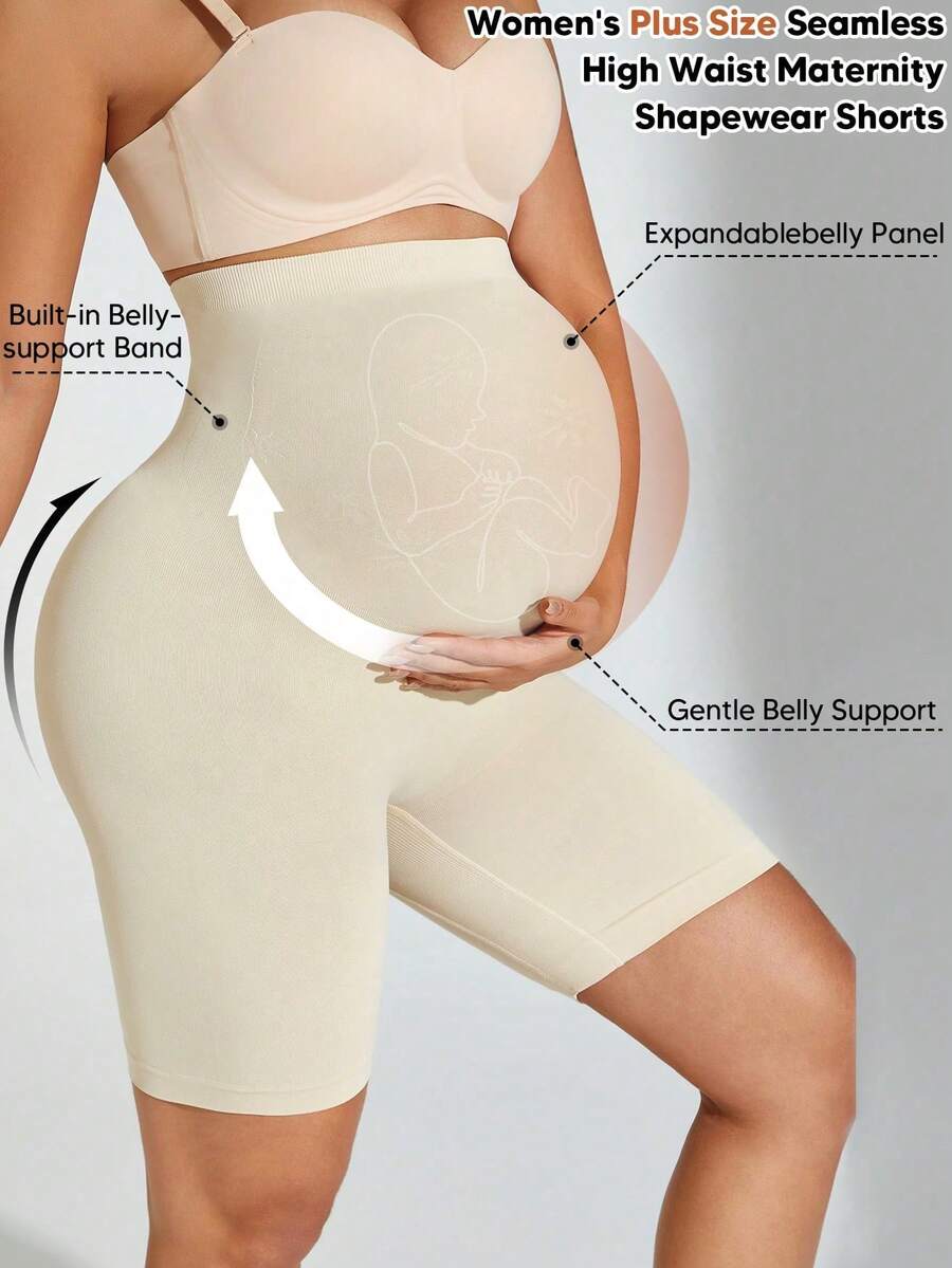Maternity Shaping Shorts - Plus Size High Waist Abdomen Support Sports & Cycling