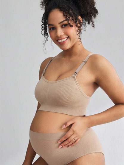 Maternity Seamless Nursing Bra Women Solid Ribbed Comfortable Breastfeeding Support Bra