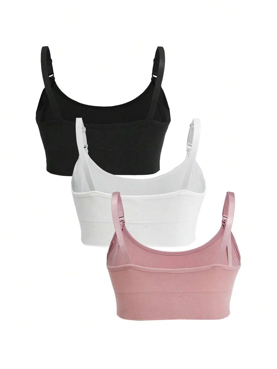 3-Pack Seamless Nursing Bra Set - High Rise Wireless Maternity Bras with Adjustable Straps and Medium Stretch