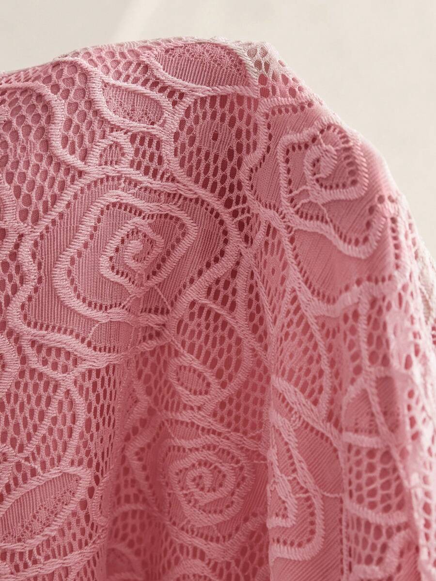White Lace Flare Sleeve Fitted Mermaid Hem Maternity Dress