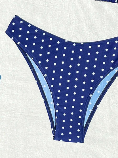 Swim Vcay 2026 Spring/Summer Women's Spaghetti Strap Halter Neck Black Base White Polka Dot Random Print Sweet Cute Side High Cut Bikini Swimwear 2-Piece Set Vacation Bikini Set Pink Bikini Set High Leg Bikini Set Modest Bikini Set Bikini Set