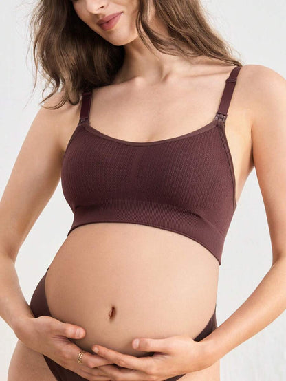 Maternity Seamless Nursing Bra Women Solid Ribbed Comfortable Breastfeeding Support Bra