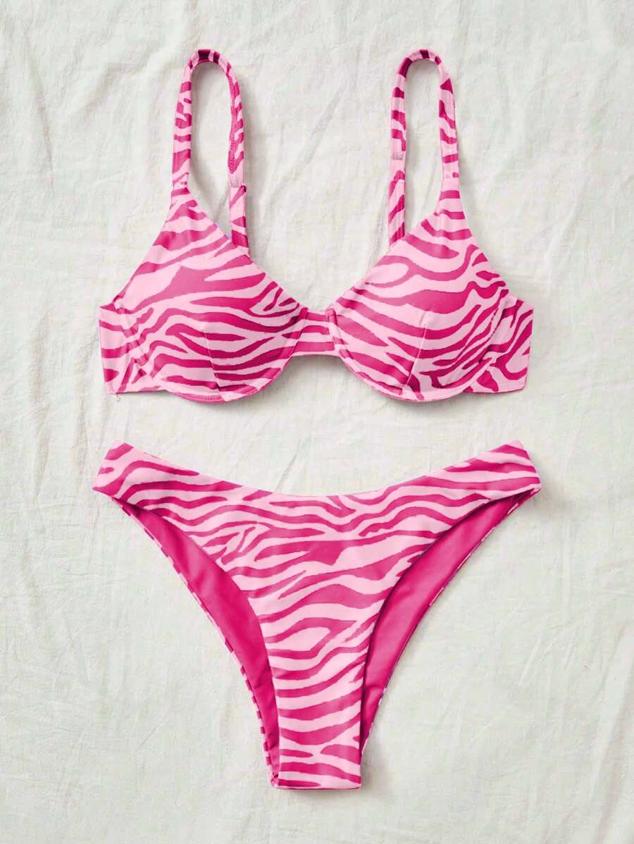 Bellisia Summer Beach Zebra Striped Underwire Bikini Set