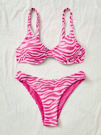 Bellisia Summer Beach Zebra Striped Underwire Bikini Set