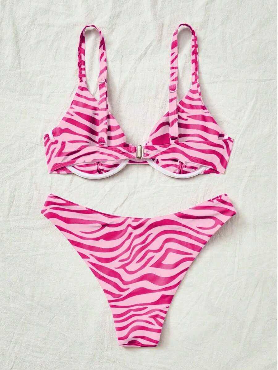 Bellisia Summer Beach Zebra Striped Underwire Bikini Set
