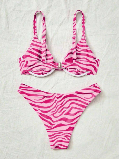 Bellisia Summer Beach Zebra Striped Underwire Bikini Set