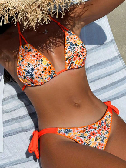 Swim Vcay Women's Fashion Summer Vacation Shell Print Halter Bikini Set