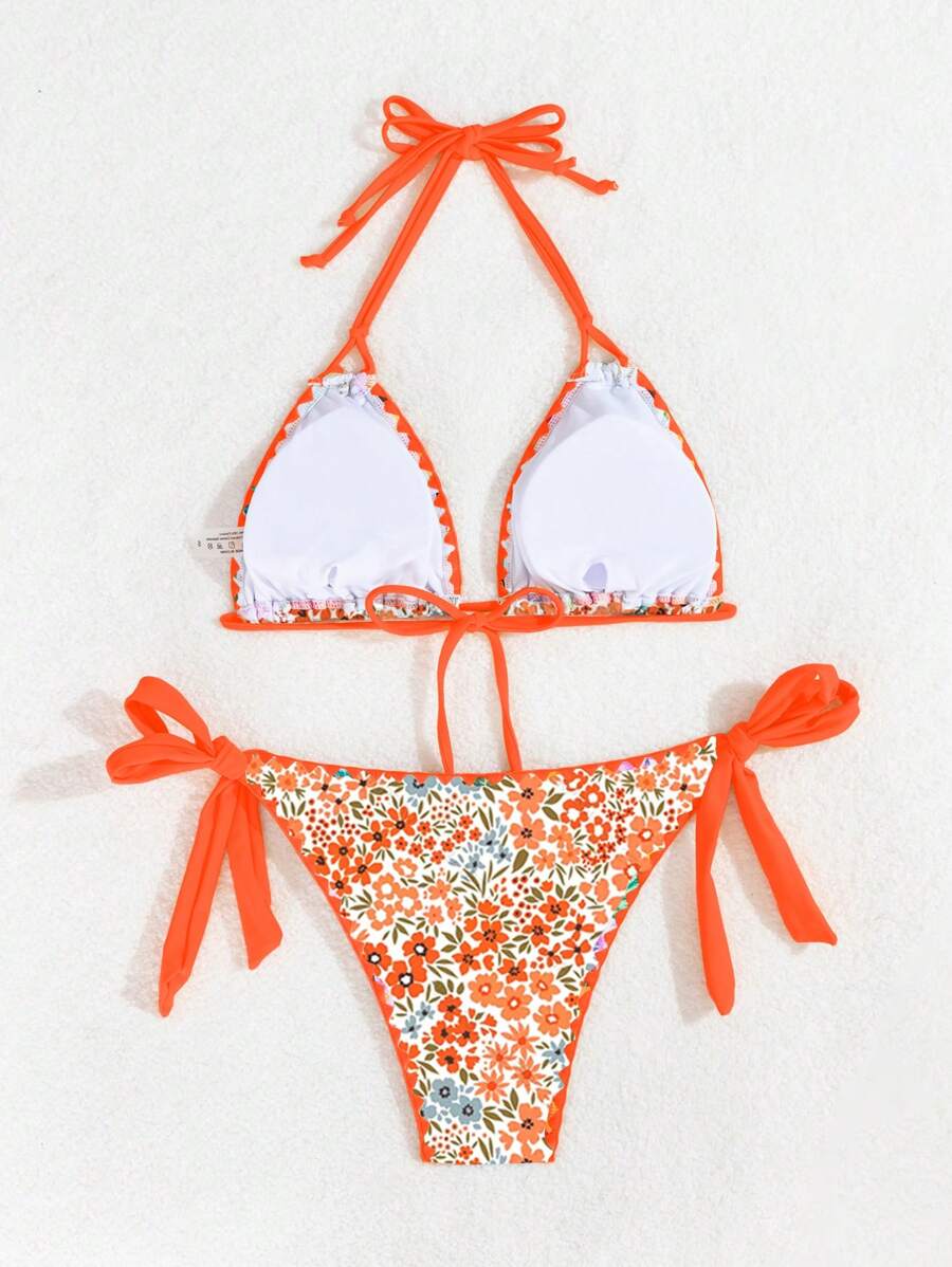 Swim Vcay Women's Fashion Summer Vacation Shell Print Halter Bikini Set