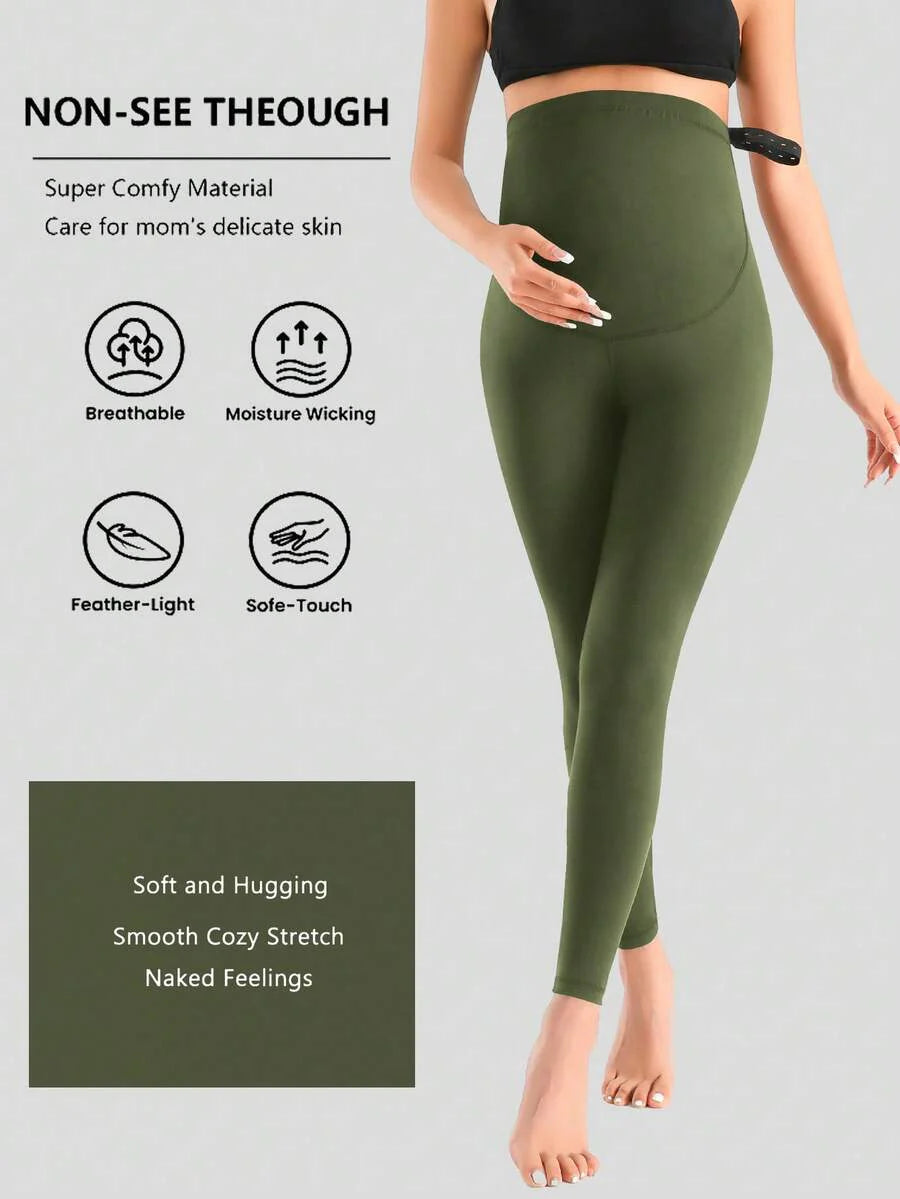 High Waist Maternity Leggings – Over Belly Active Running & Yoga Pants