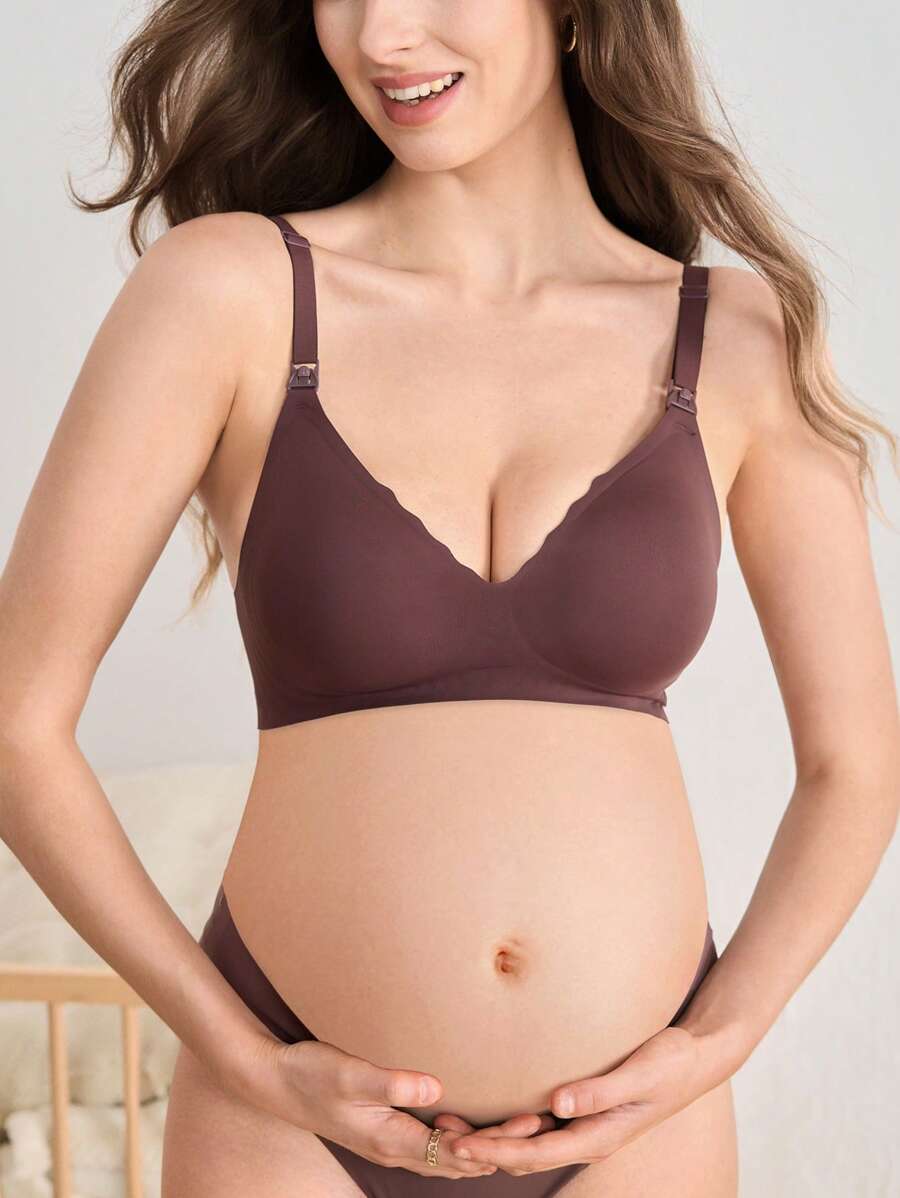 Seamless Fruit Print Nursing Bra for Maternity - Wireless Scallop Edge Jelly Style Bra with Removable Padding and Adjustable Straps