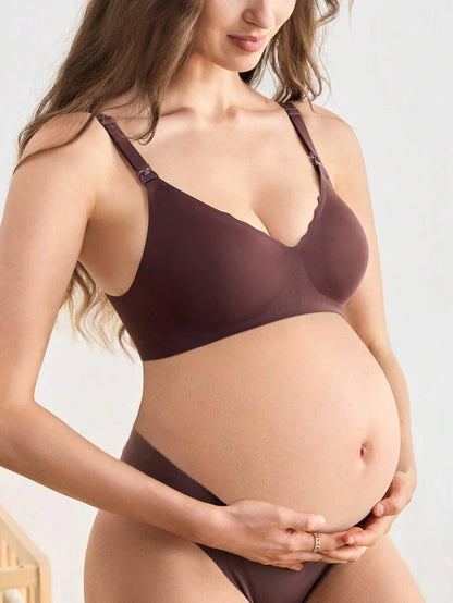 Seamless Fruit Print Nursing Bra for Maternity - Wireless Scallop Edge Jelly Style Bra with Removable Padding and Adjustable Straps
