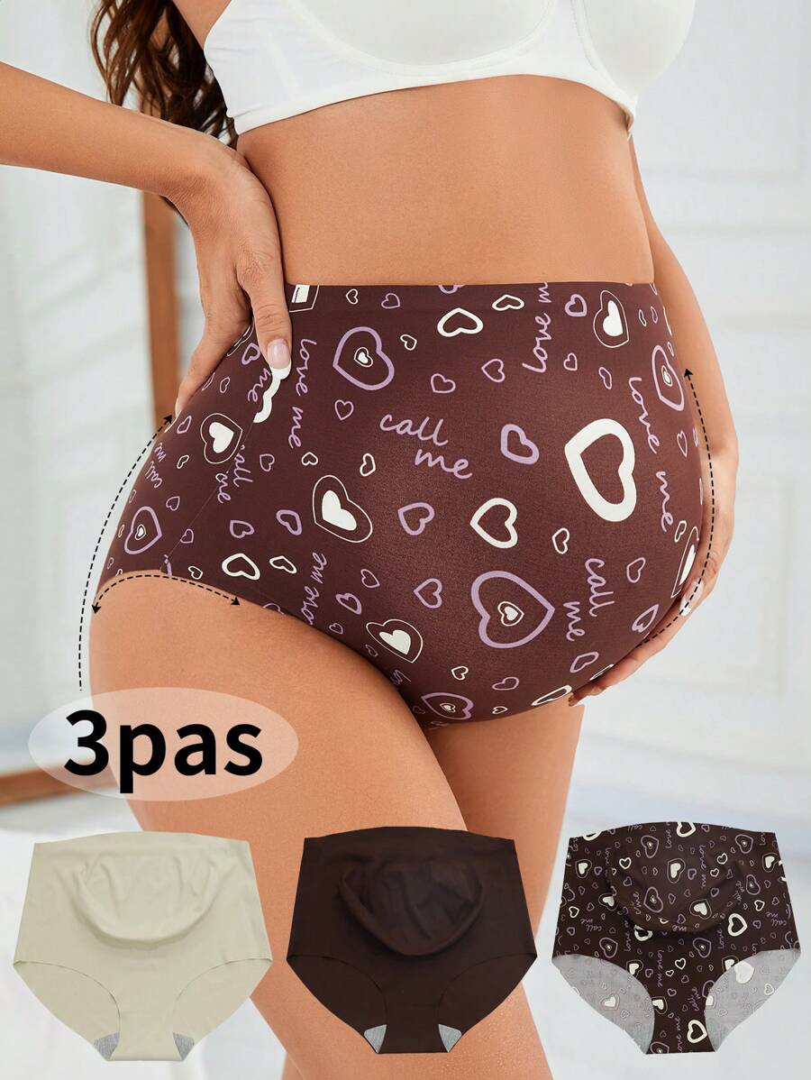 Maternity Underwear Set 3 Pack - Seamless Solid Color and Printed Pregnancy Briefs