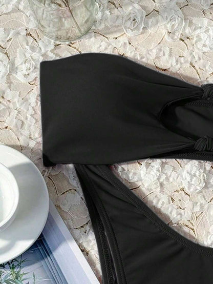 Swim Vcay Solid Color Bikini Swimming Suit For Beach Vacation, Strapless, Wireless For Summer