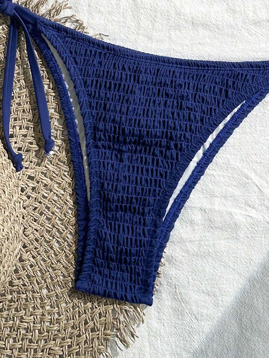 Swim Basics Women's Solid Color Halter Neck Sexy Bikini Set Bathing Suit For Summer Beach