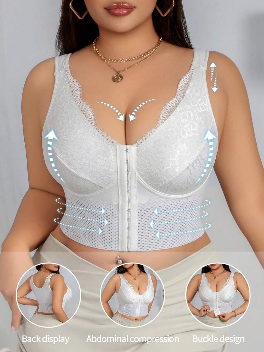 Women's Plus Size Lace Patchwork Shaping Camisole - Sexy Solid Color Body Shaper