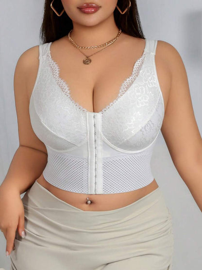 Women's Plus Size Lace Patchwork Shaping Camisole - Sexy Solid Color Body Shaper