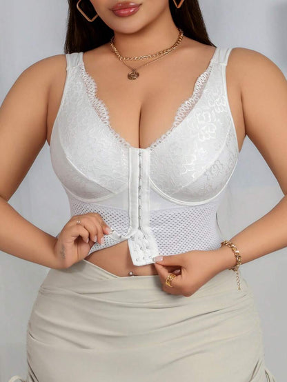 Women's Plus Size Lace Patchwork Shaping Camisole - Sexy Solid Color Body Shaper