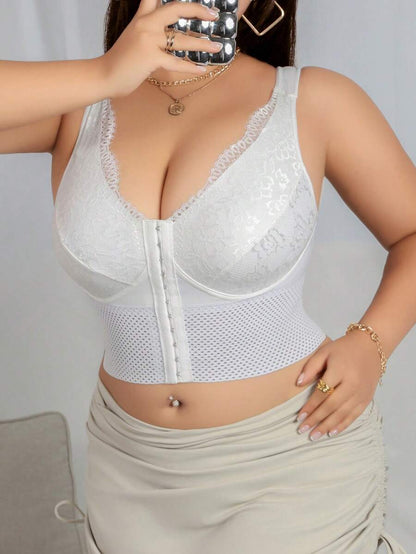 Women's Plus Size Lace Patchwork Shaping Camisole - Sexy Solid Color Body Shaper