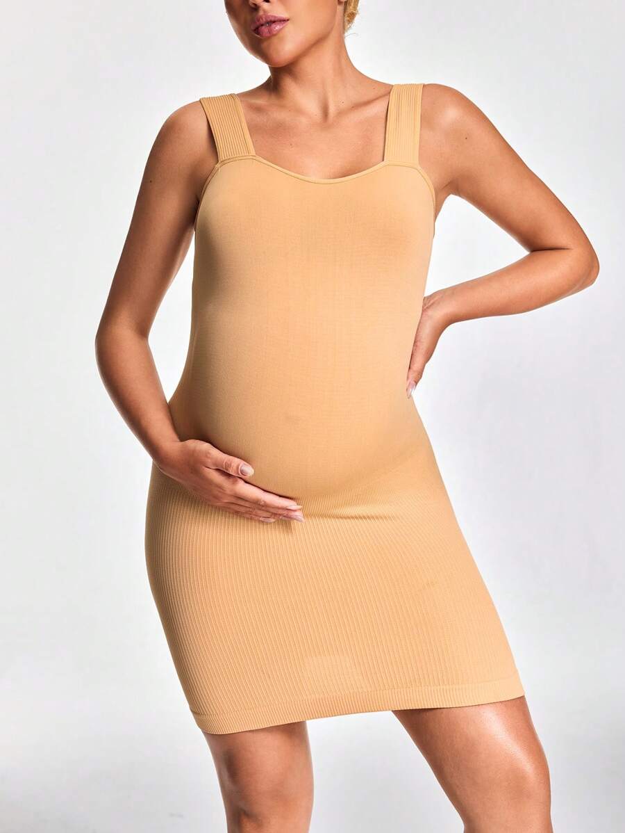Maternity Solid Color Sleeveless Jumpsuit - Casual Pregnancy Romper