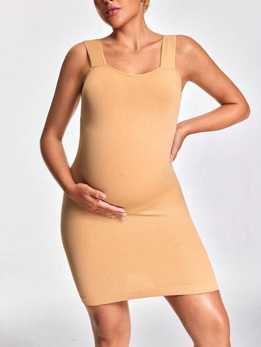 Maternity Solid Color Sleeveless Jumpsuit - Casual Pregnancy Romper