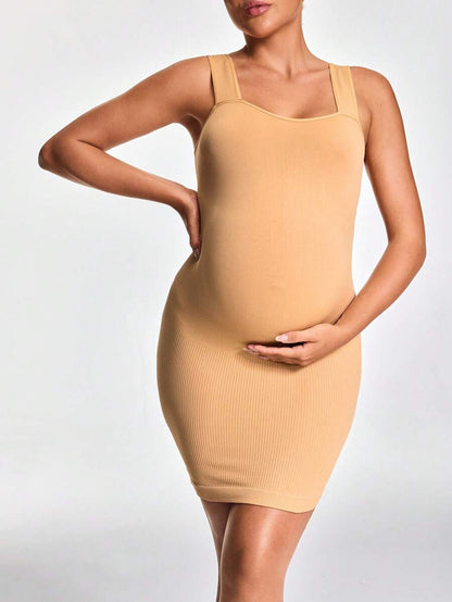 Maternity Solid Color Sleeveless Jumpsuit - Casual Pregnancy Romper