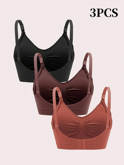 3-Pack Maternity Ruched Nursing Bra Set Women Comfortable Breastfeeding Support Bra Postpartum Lingerie