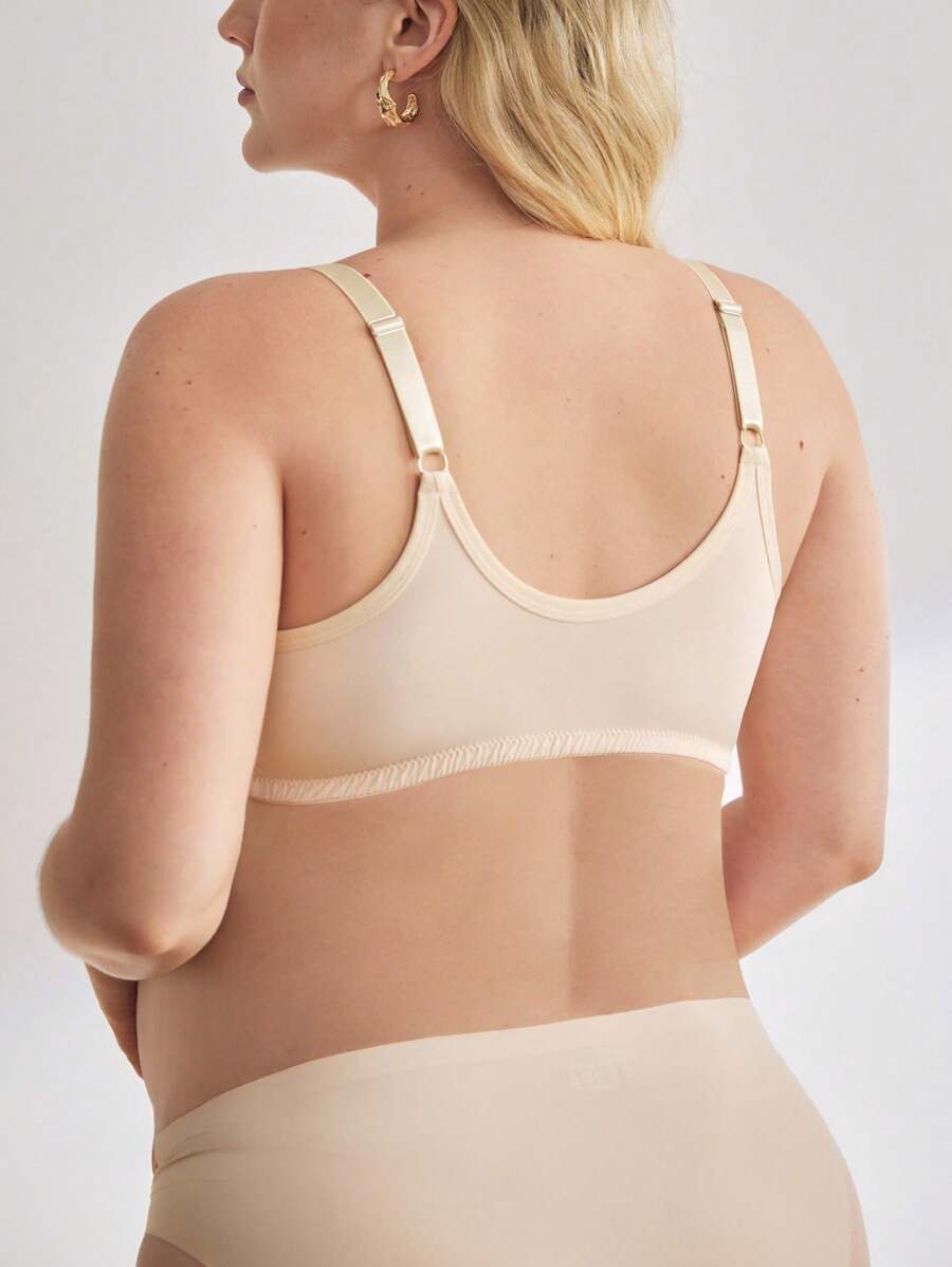 Plus Size Front Closure Nursing Bra - Easy On/Off Wireless Breastfeeding Soft Support, Daily Wear