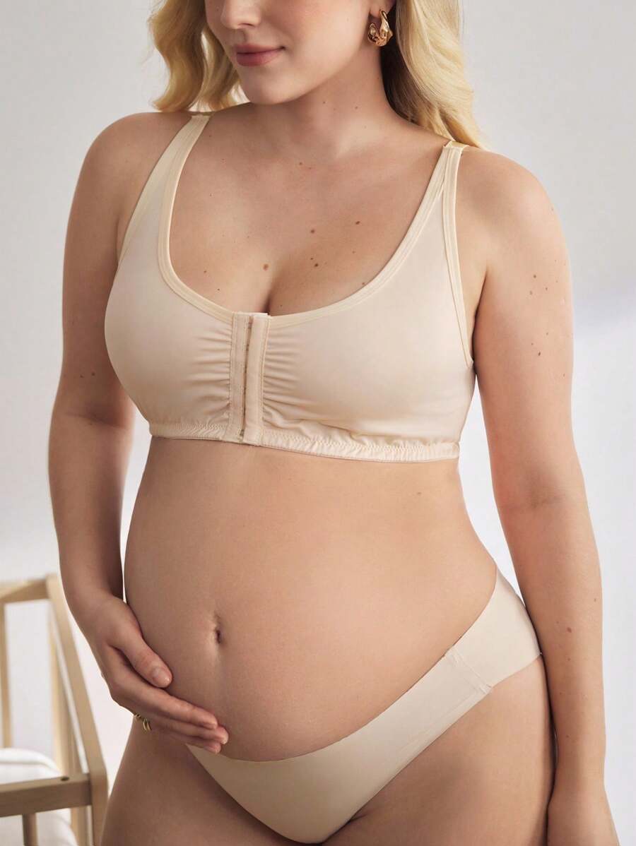 Plus Size Front Closure Nursing Bra - Easy On/Off Wireless Breastfeeding Soft Support, Daily Wear
