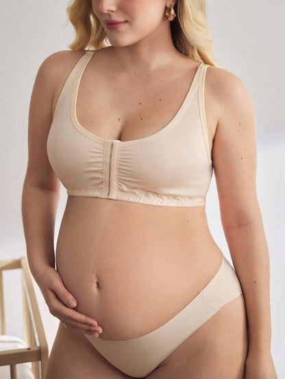 Plus Size Front Closure Nursing Bra - Easy On/Off Wireless Breastfeeding Soft Support, Daily Wear