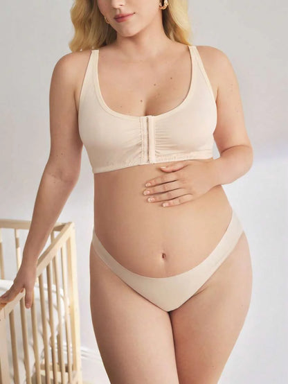Plus Size Front Closure Nursing Bra - Easy On/Off Wireless Breastfeeding Soft Support, Daily Wear